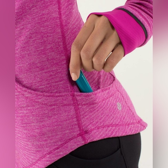 Lululemon Base Runner 1/2 Zip Raspberry Pique Pink Rulu Long Sleeve Size 6 - Picture 9 of 15